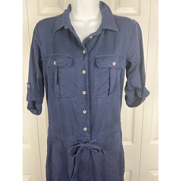 Max Studio Specialty Products XS Tencil Minimalist Short Sleeve Blue Jumpsuit - Picture 5 of 8